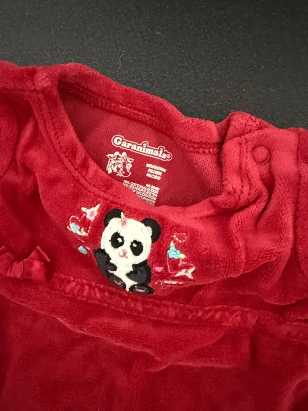 Garanimals Red Long-Sleeve Baby Tee with Panda Patch Y2K